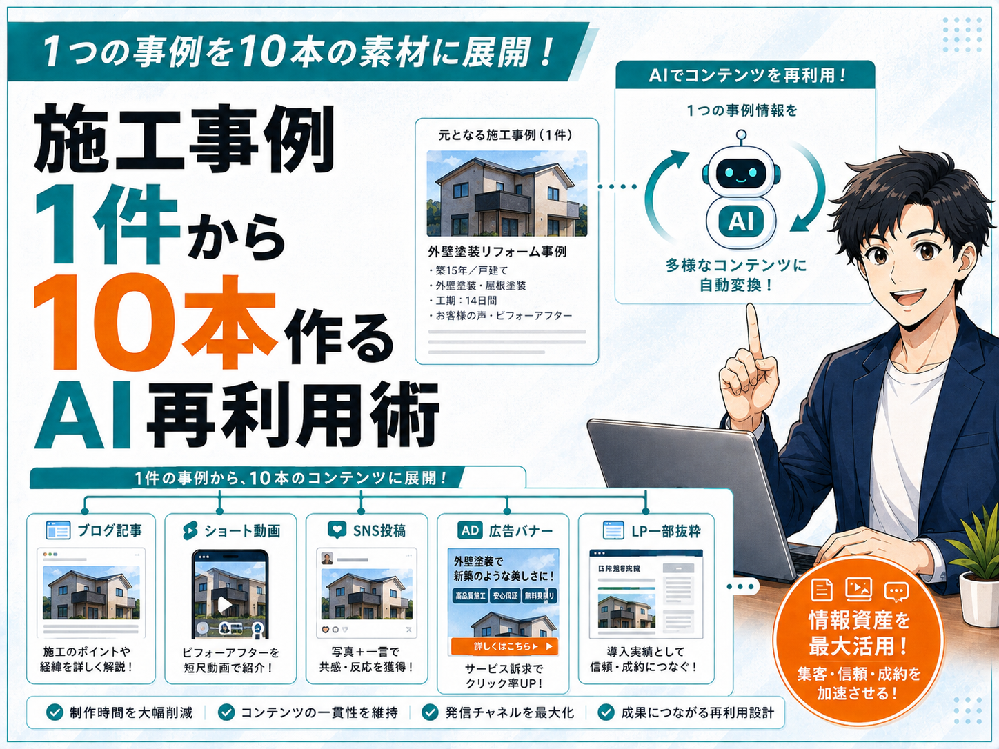 施工事例1件から10本作るAI再利用術